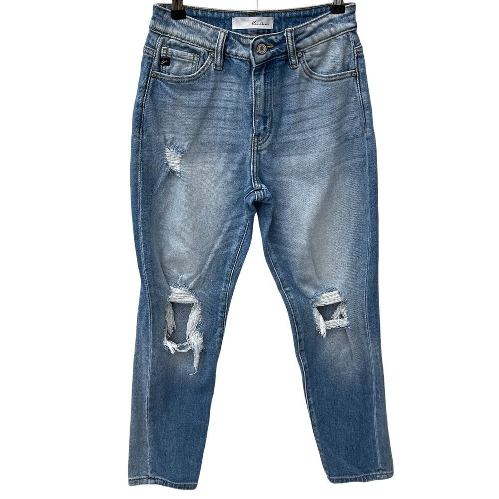 KanCan Womens Distressed‎ Mid-Rise Skinny Jeans Size 1/24 Light Wash